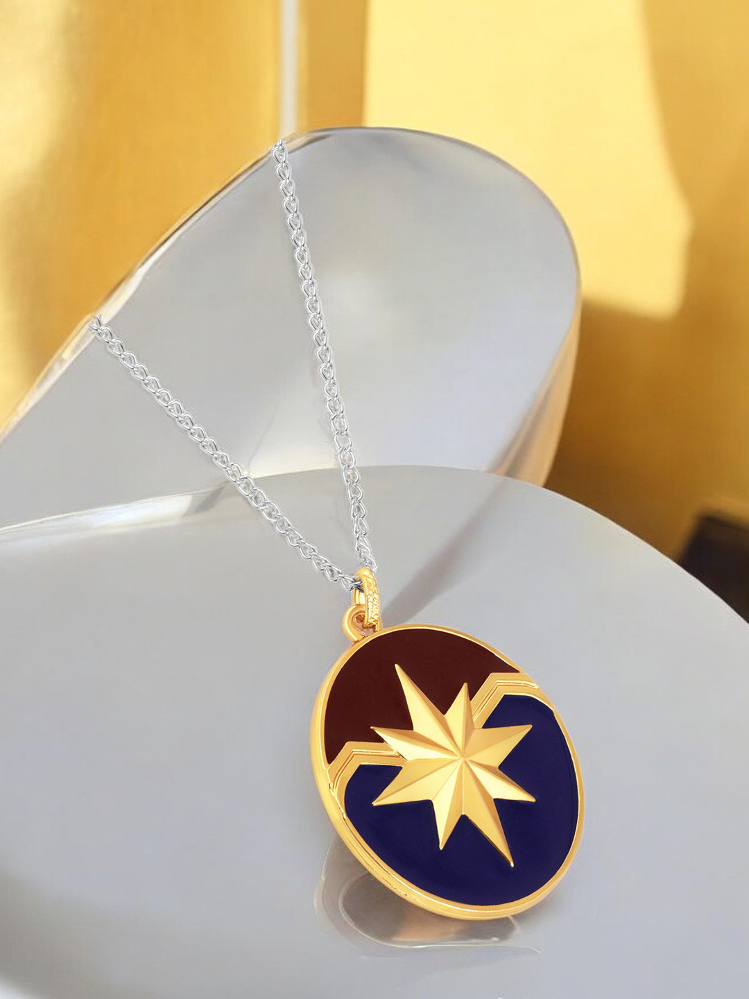 Mahi Gold-Plated Circular Pendants with Chains