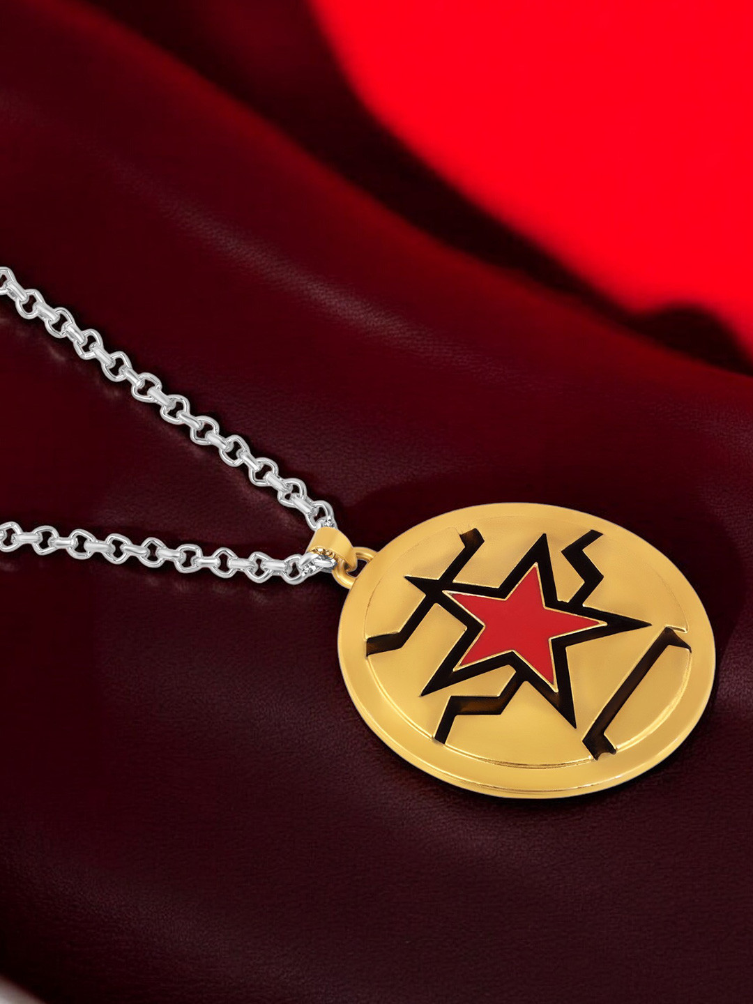 Mahi Gold-Plated Circular Pendants with Chains