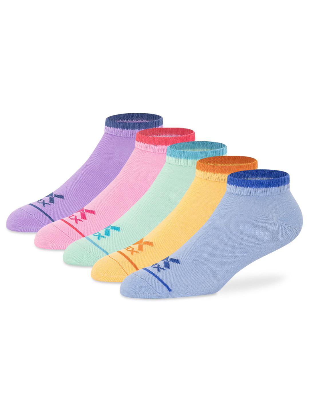 HRX by Hrithik Roshan Women Pack Of 5 Multicolored Cotton Ankle-Length Sock
