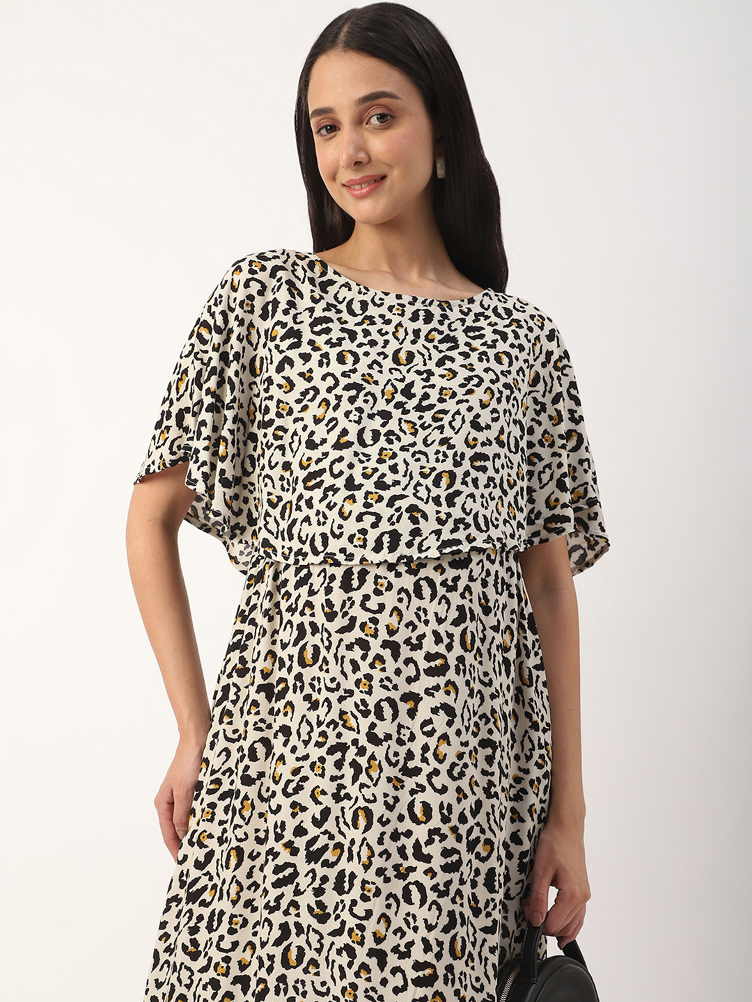 Mystere Paris Women Animal Printed Flared Sleeve Maternity A-Line Maxi Dress