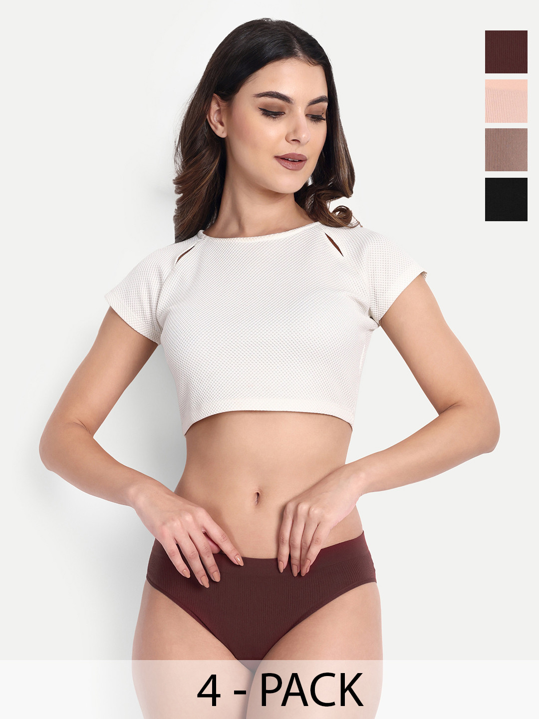 TOM & GEE Pack Of 4 Cotton Women Low-Rise Hipster Briefs