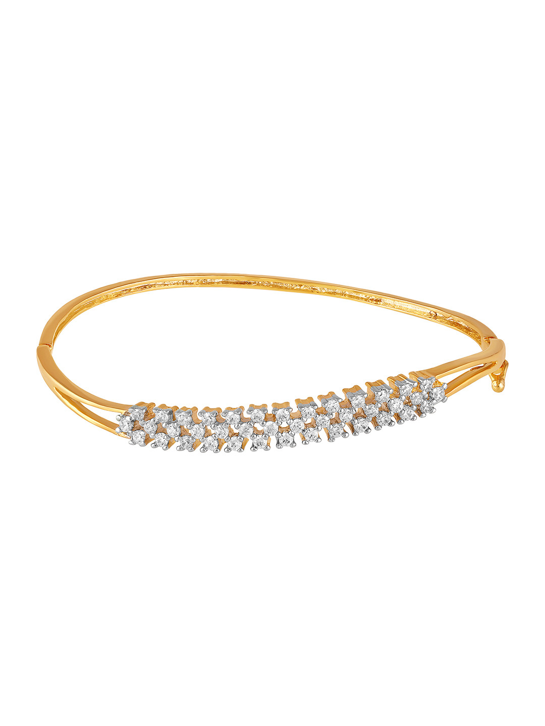 BDIVA 18k Gold Plated Brass Cubic Zirconia Wraparound Bracelet