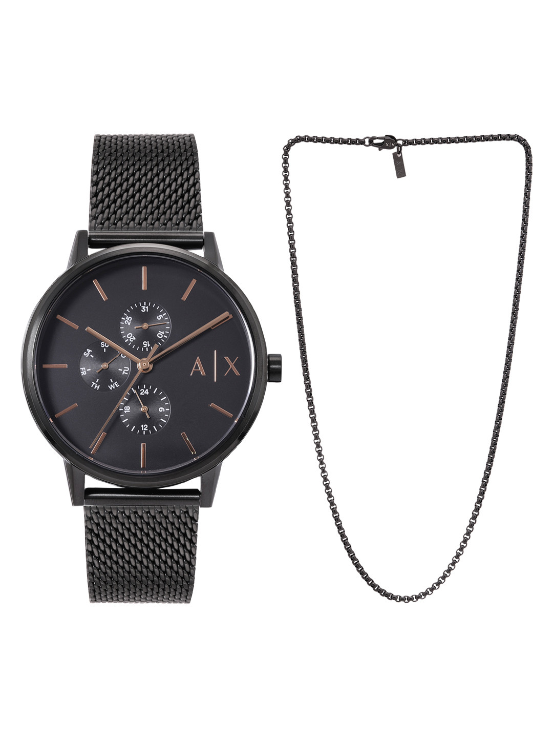 Armani Exchange Black Watch and Chain Set AX7162SET
