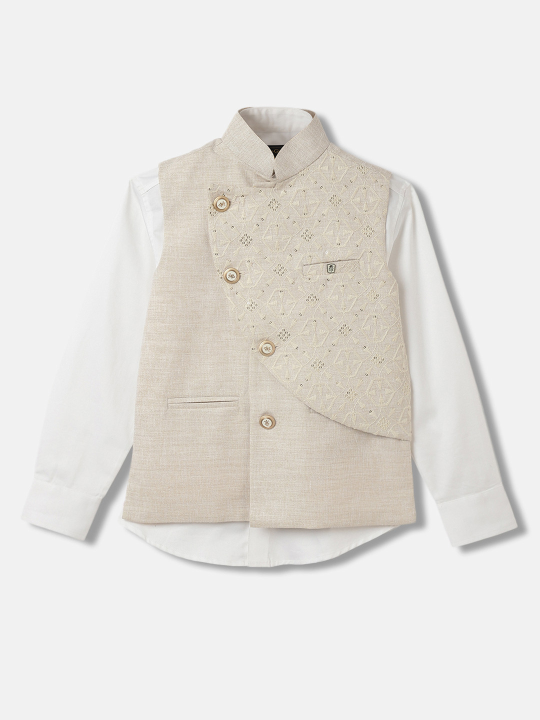 Blue Giraffe Embroidered Single Breasted 3 Piece Suits