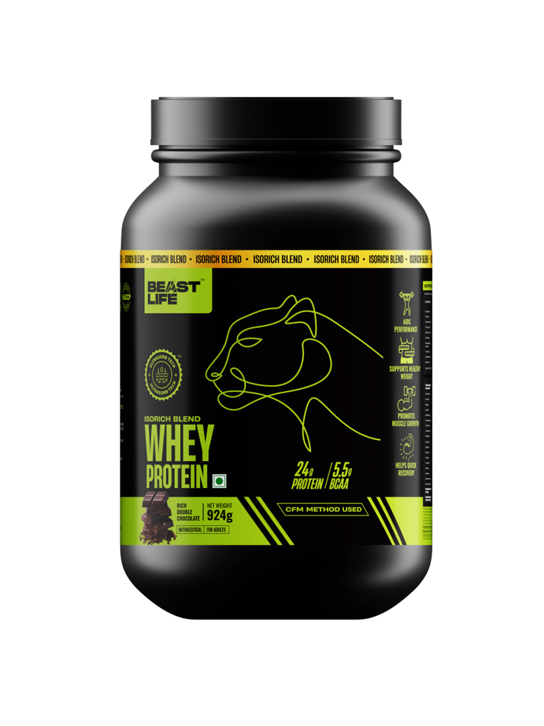 BeastLife Whey Protein Powder With Isorich Blend and Ultrasorb Tech - 924 g