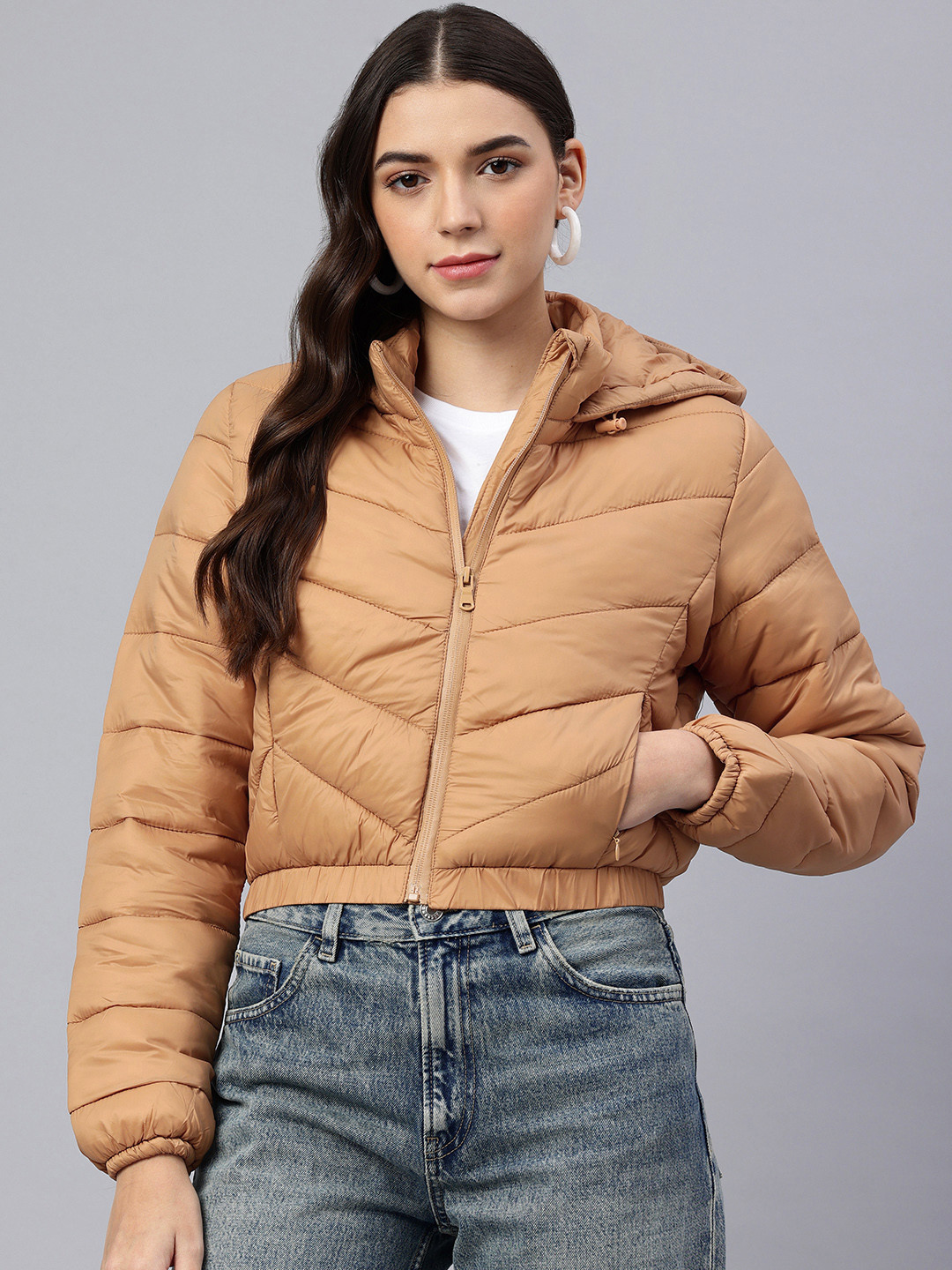 London Rag Cropped Hooded Down Jacket