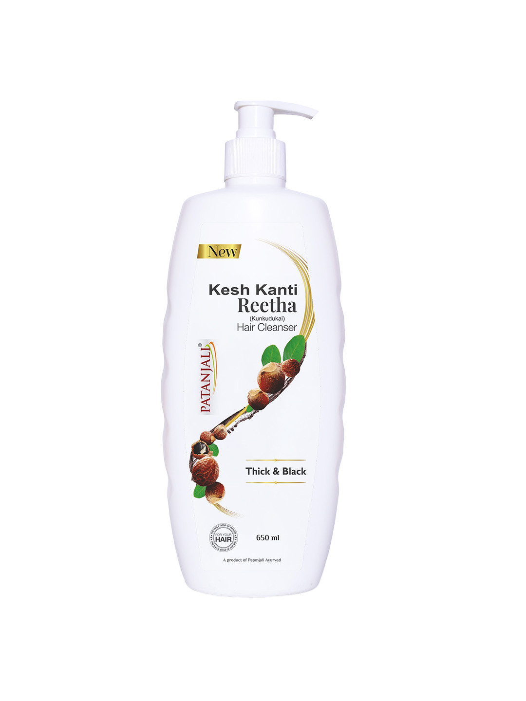 Patanjali Kesh Kanti Reetha Hair Cleanser for Thick & Black Hair - 650 ml