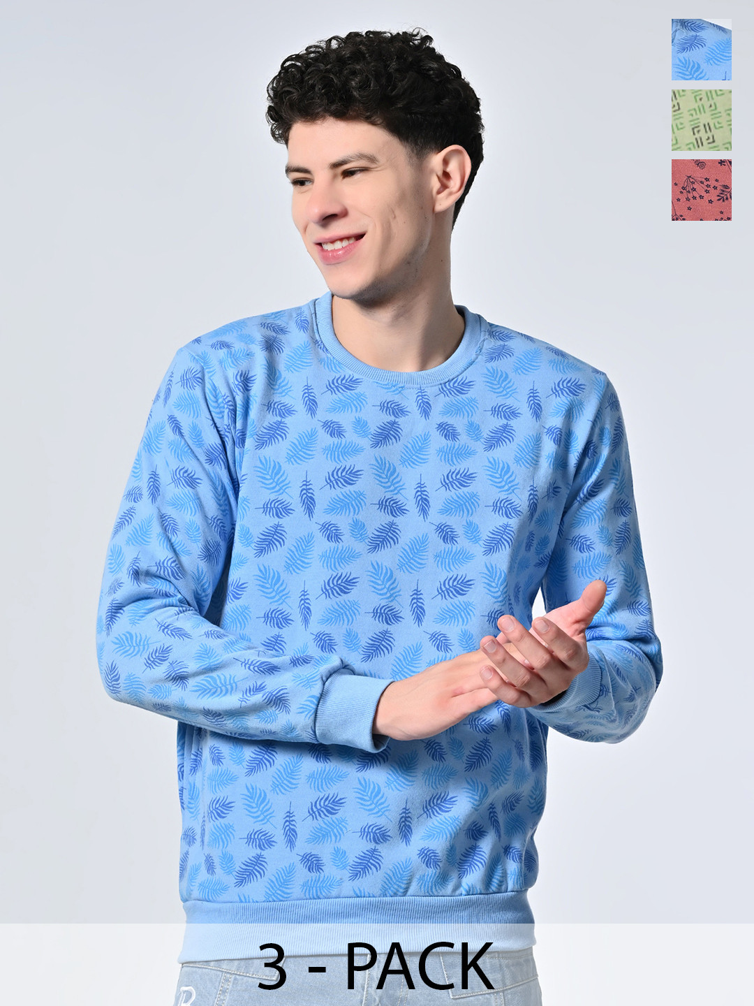 BAESD Men Pack Of Three Printed Pullover Full Sleeve Sweatshirts