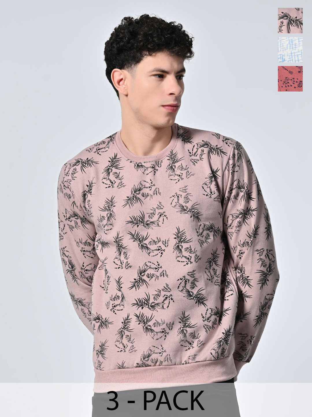 BAESD Men Pack Of Three Printed Pullover Full Sleeve Sweatshirts