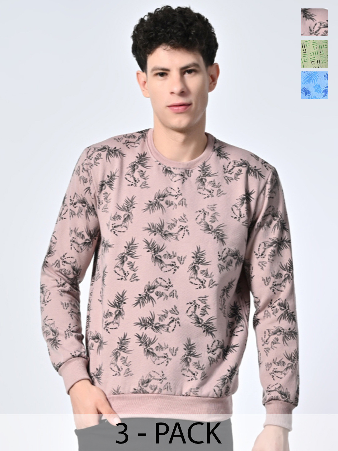 BAESD Men Pack Of Three Printed Pullover Full Sleeve Sweatshirts