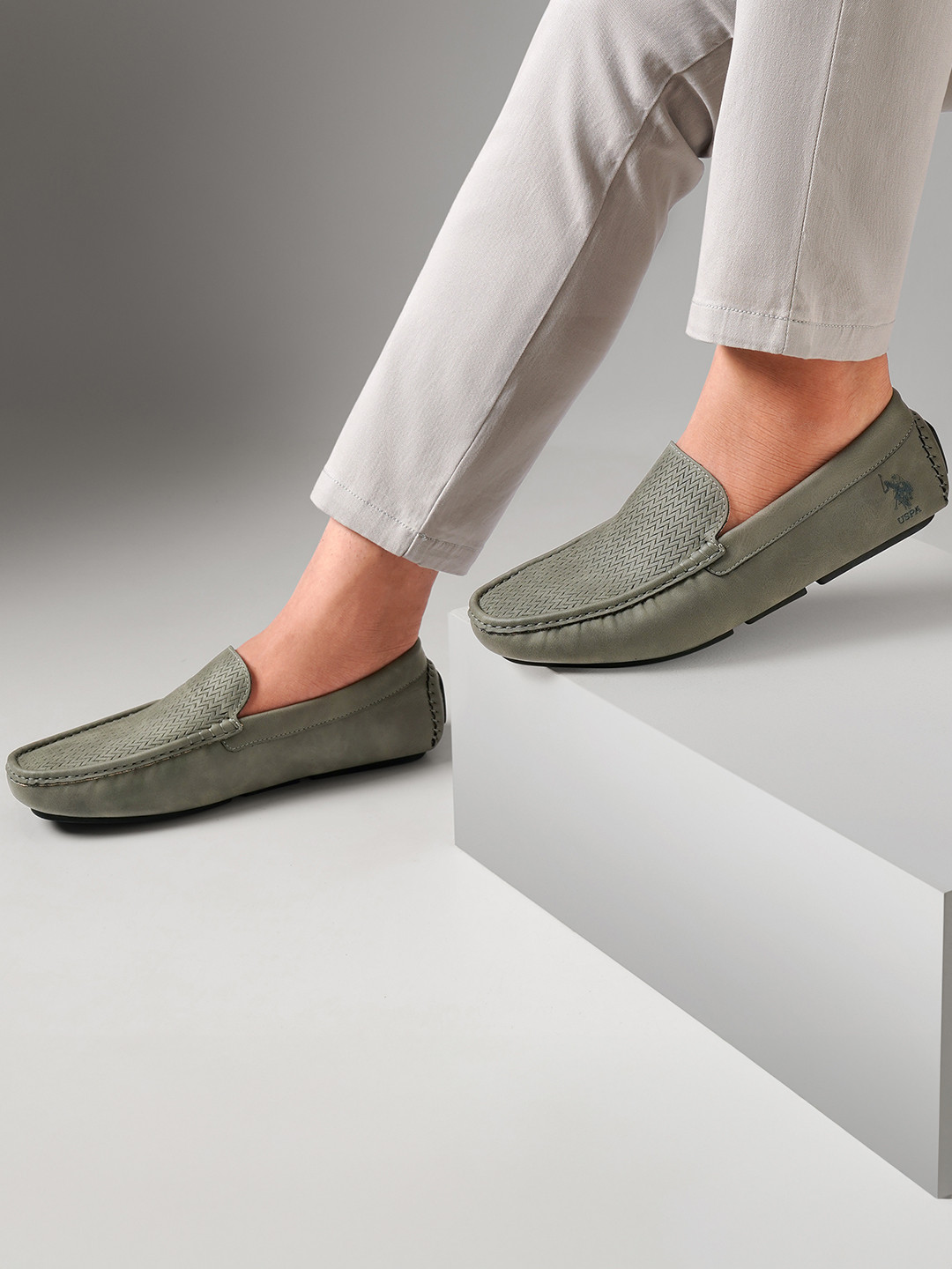 U.S. Polo Assn. Men Herringbone texture PU loafers