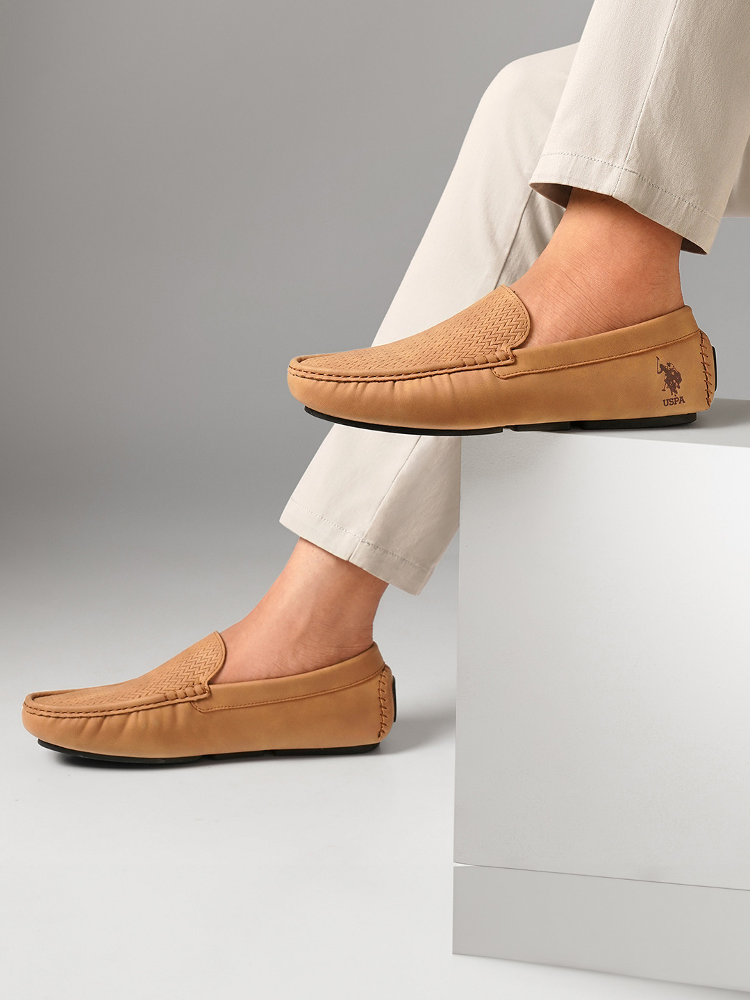 U.S. Polo Assn. Men Herringbone texture PU loafers