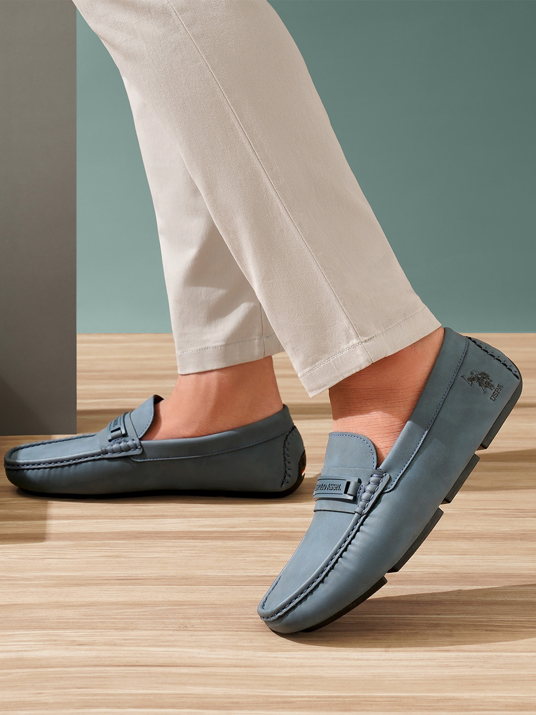 U.S. Polo Assn. Men Faux Nubuck loafers with Monochrome branding trim