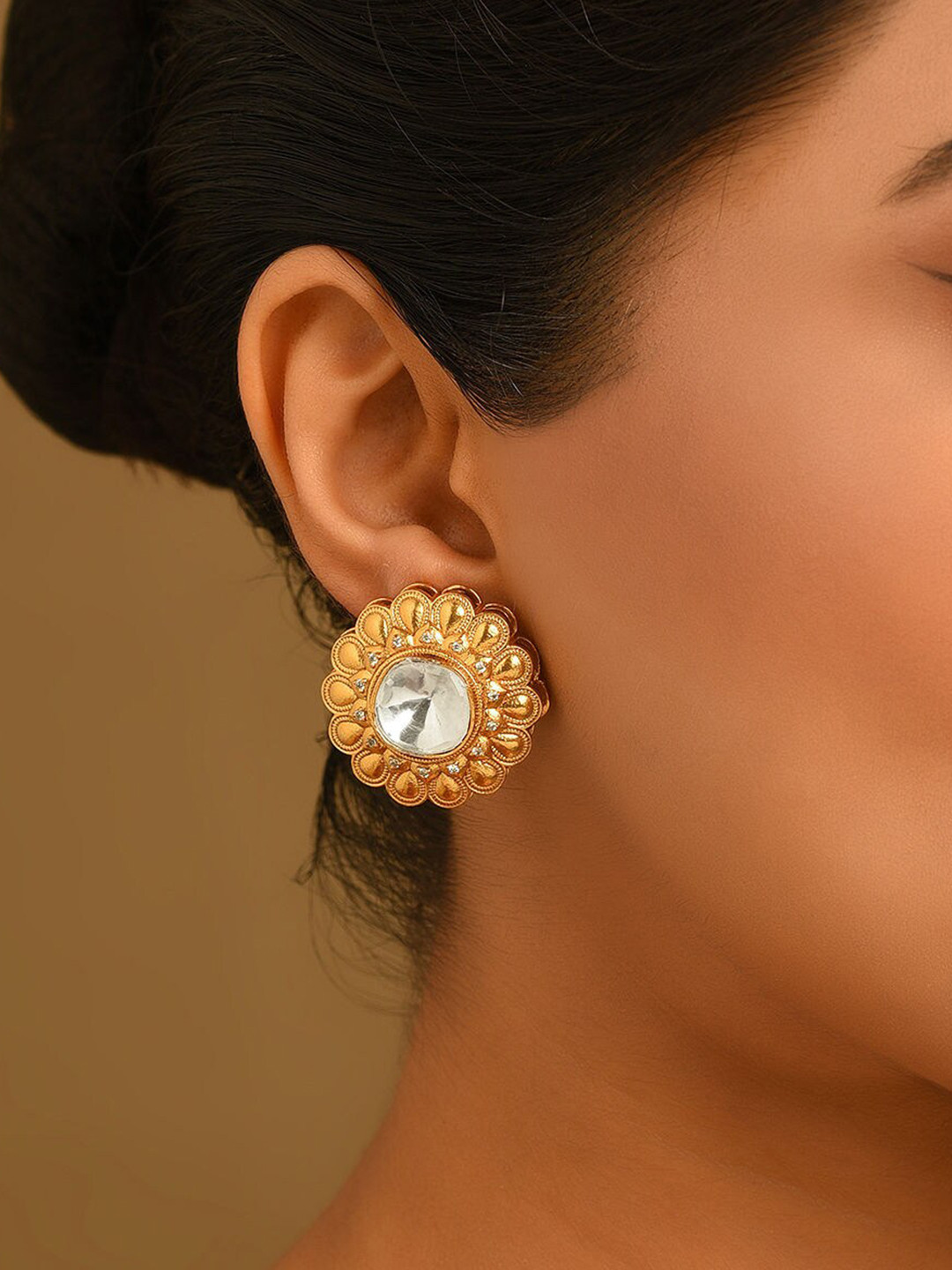 JAYPORE Contemporary Stone Stud Drop Earrings