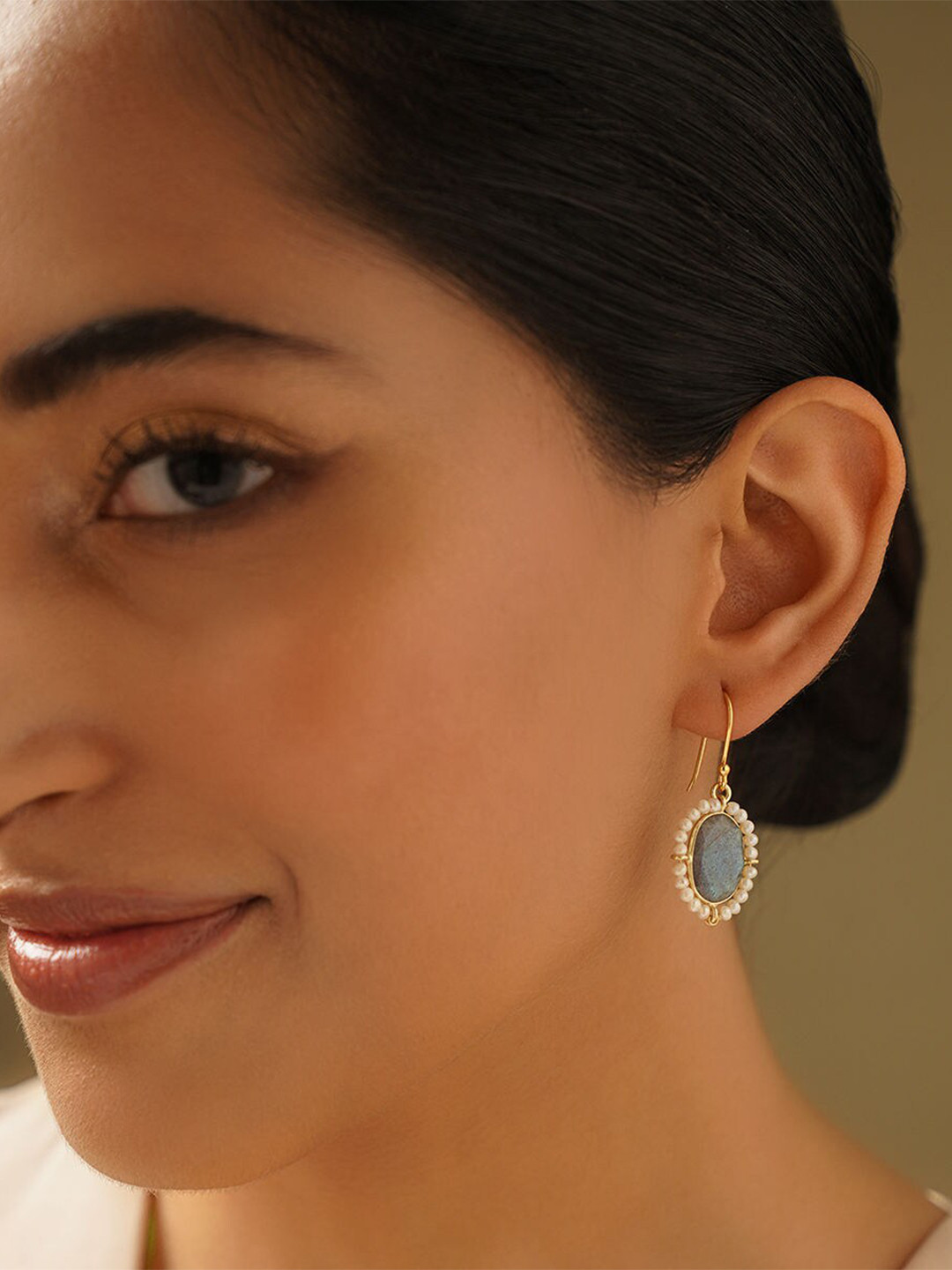 JAYPORE Contemporary Labardorite Drop Earrings