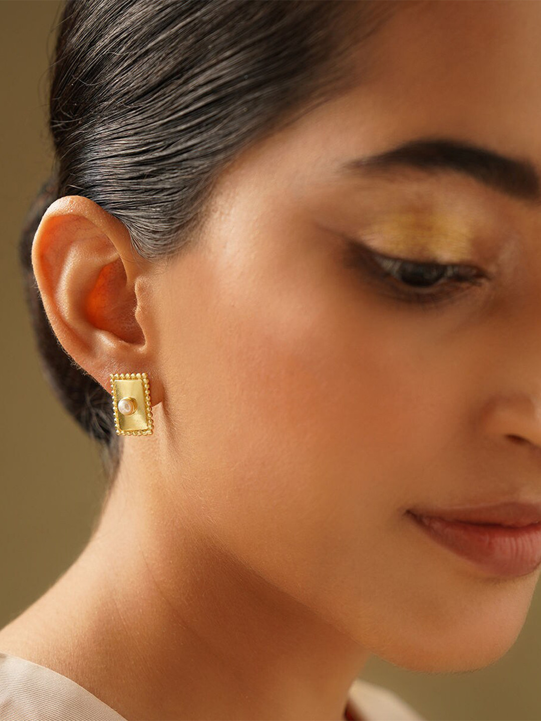 JAYPORE Silver Pearl Beaded Contemporary Studs