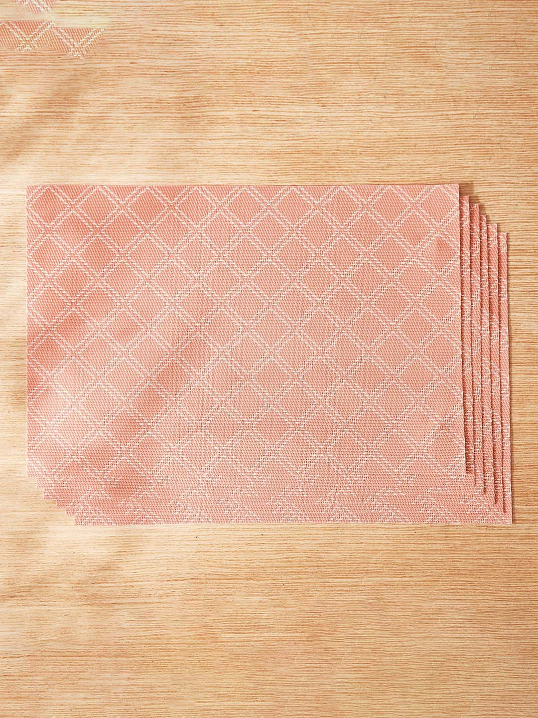 Home Centre Edan Red and Beige 6 Pieces Rectangle Table Placemats