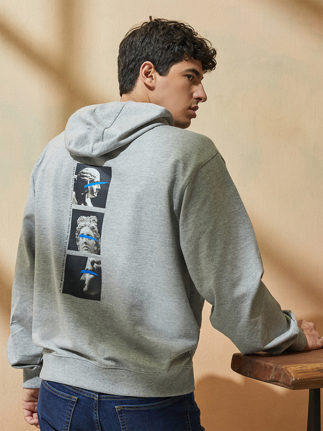 Styli Men Relax Fit Photo Back Print Hoodie