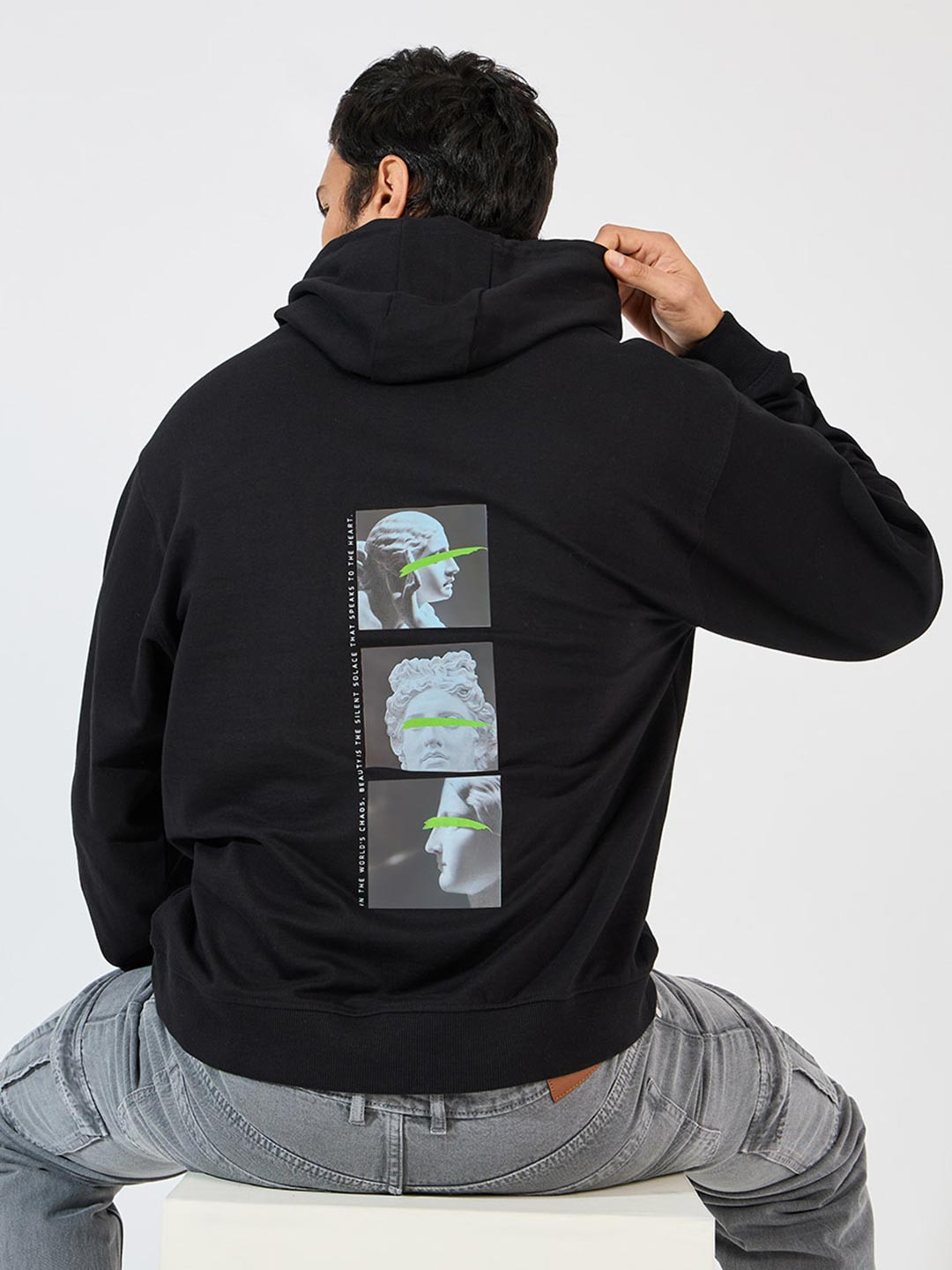 Styli Men Relax Fit Photo Back Print Hoodie