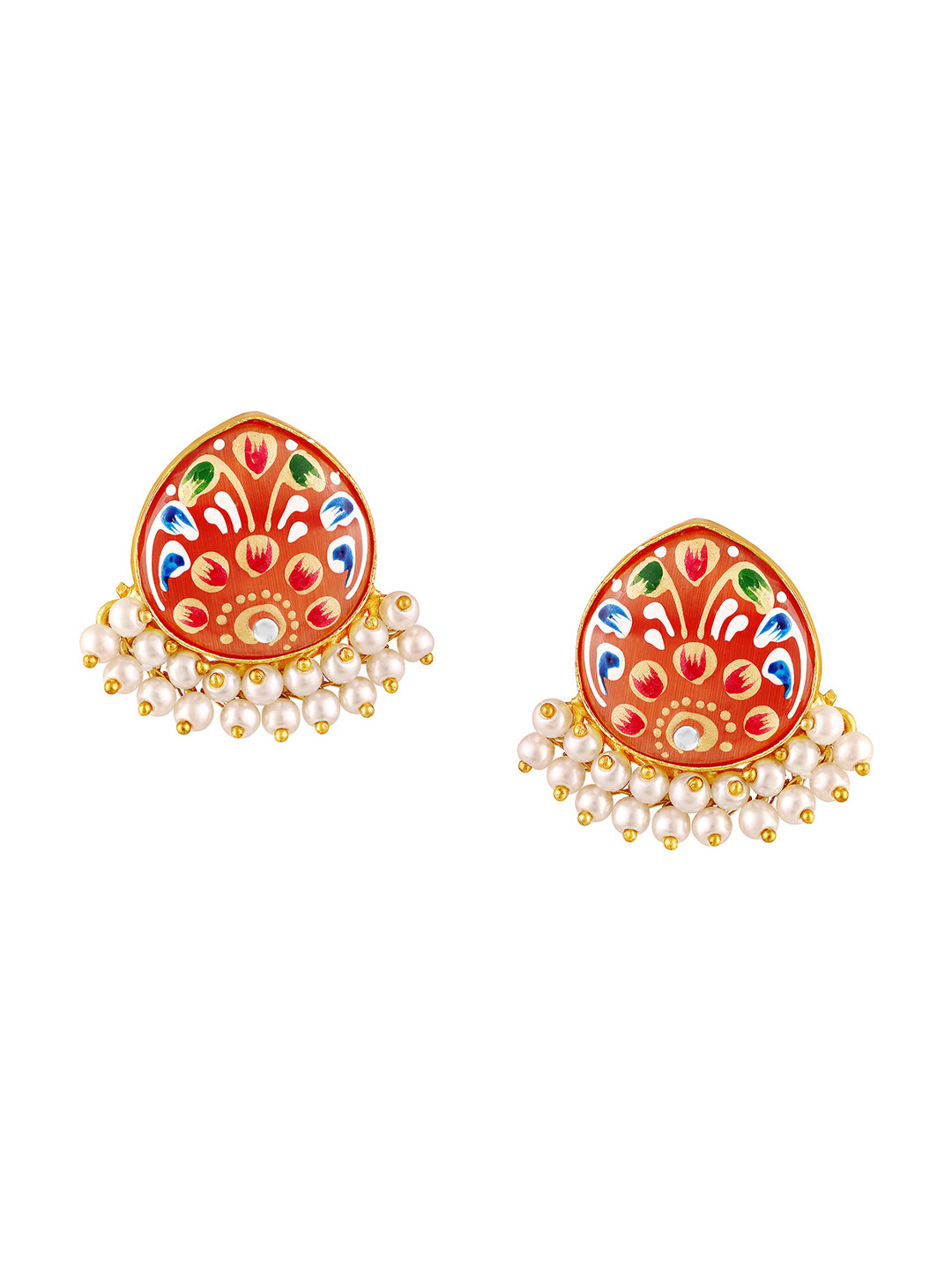 BDIVA 18K Gold Plated Artificial Beads Classic Studs