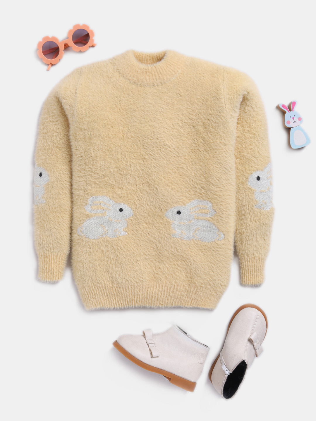 Here&Now X Game Begins Girls Animal Woollen Pullover with Fuzzy Detail