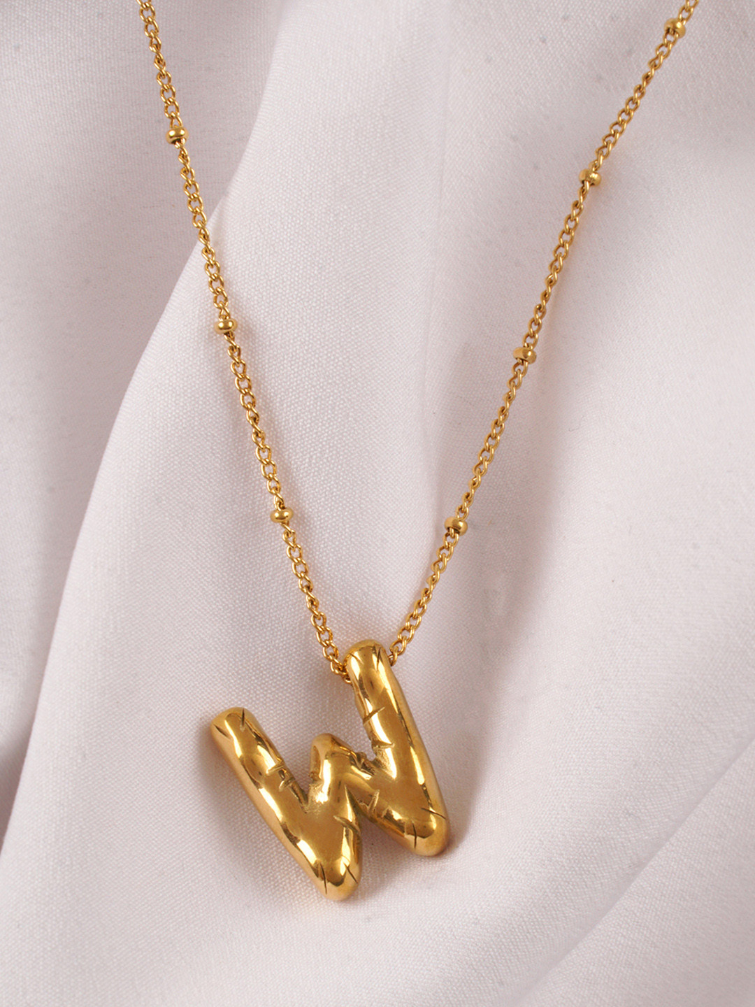 AQUASTREET 18K Gold Plated Waterproof Antitarnish Balloon Design Initial-W Pendant