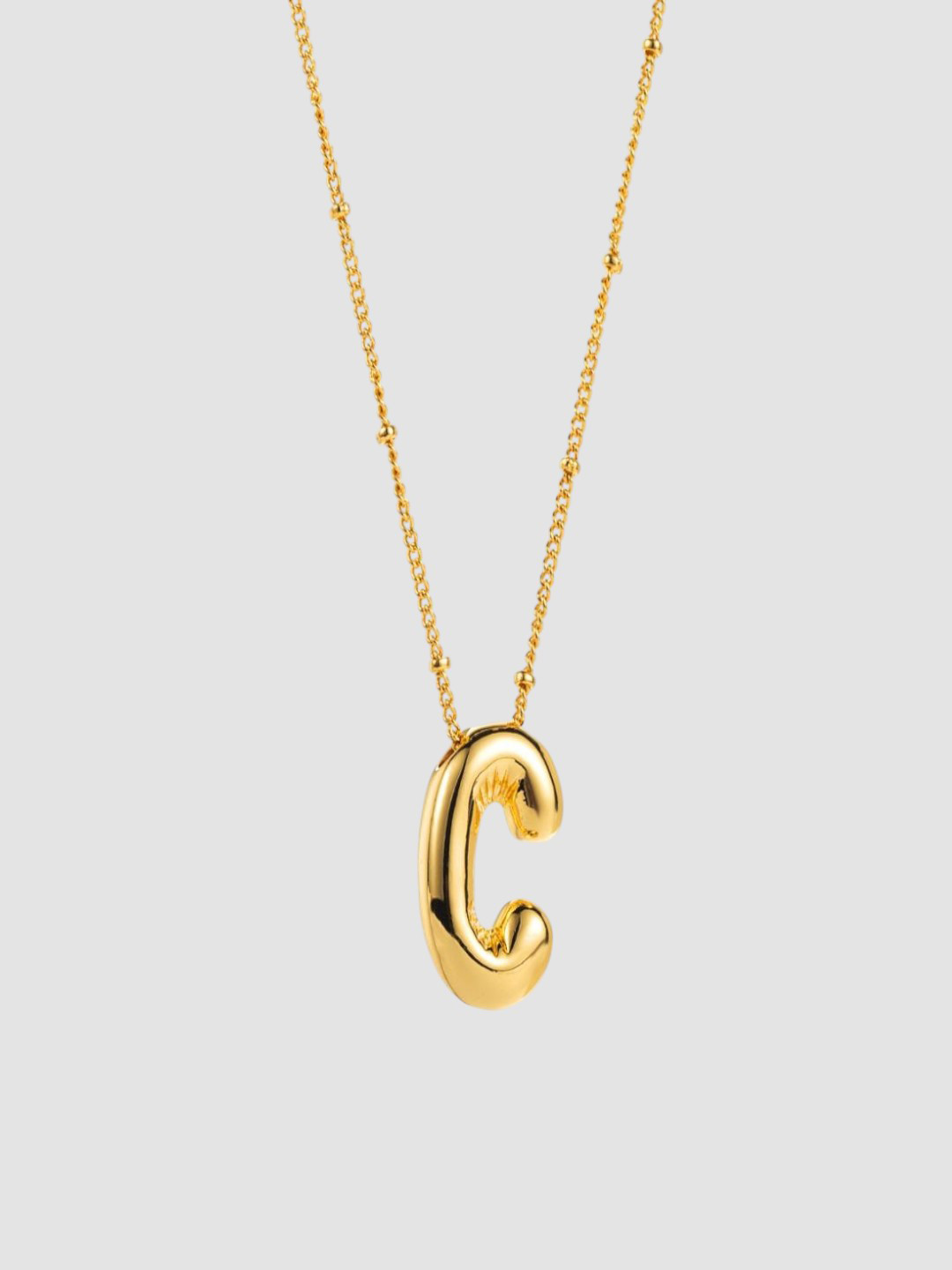 AQUASTREET 18K Gold Plated Waterproof Anti Tarnish Balloon C Necklace