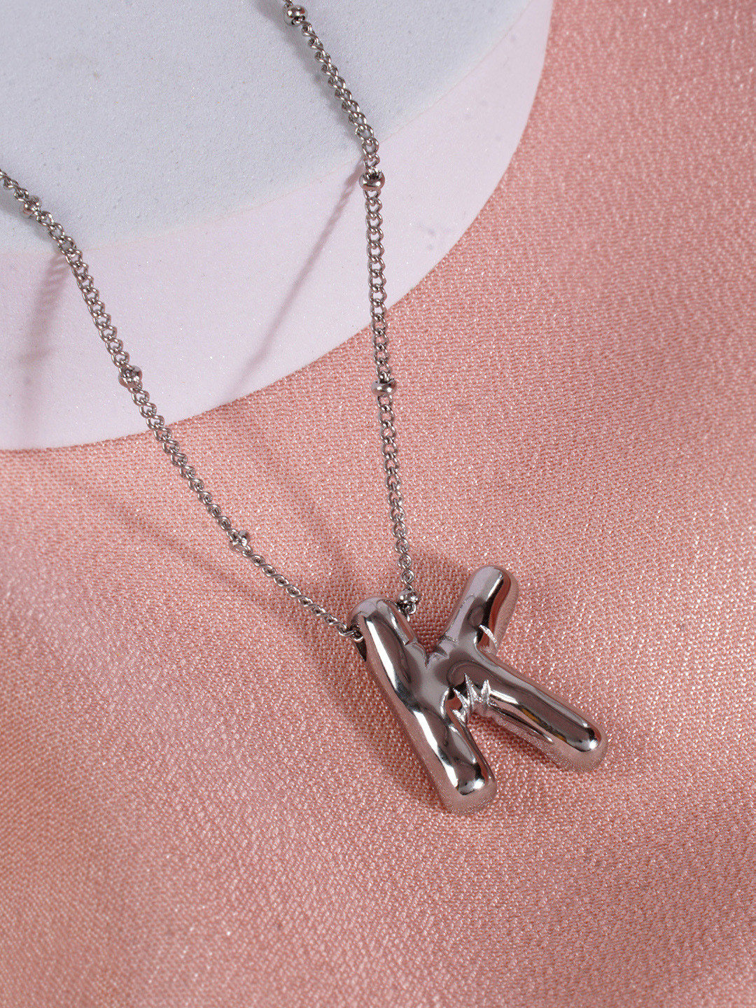 AQUASTREET 18K Silver Plated Waterproof Antitarnish Balloon Design Initial-K Pendant