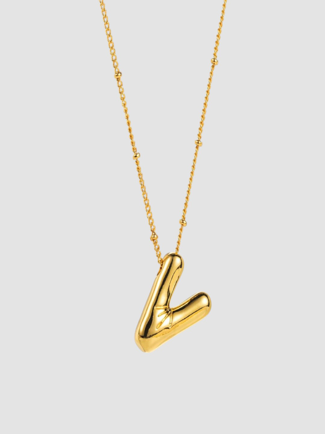 AQUASTREET 18K Gold Plated Waterproof Anti Tarnish Balloon Design Initial-V Pendant