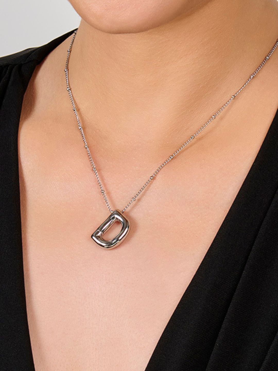 AQUASTREET 18K Silver Plated Waterproof Anti Tarnish Balloon Design Initial-D Pendant