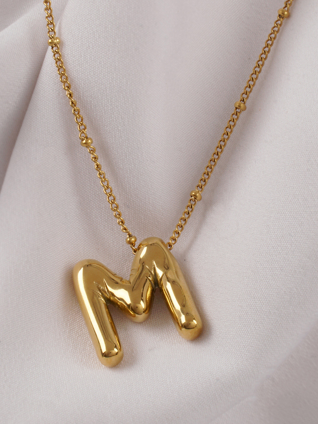 AQUASTREET 18K Gold Plated Waterproof Antitarnish Balloon Design Initial-M Pendant