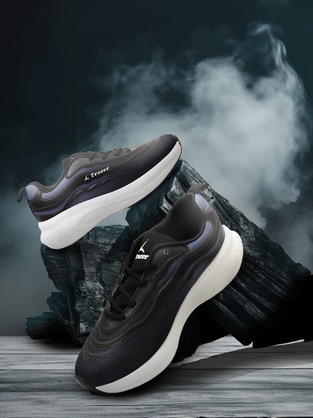 TRACER Men PU Lace-Ups Mid-Top Sneakers with Supportive Ankle for Active Wear