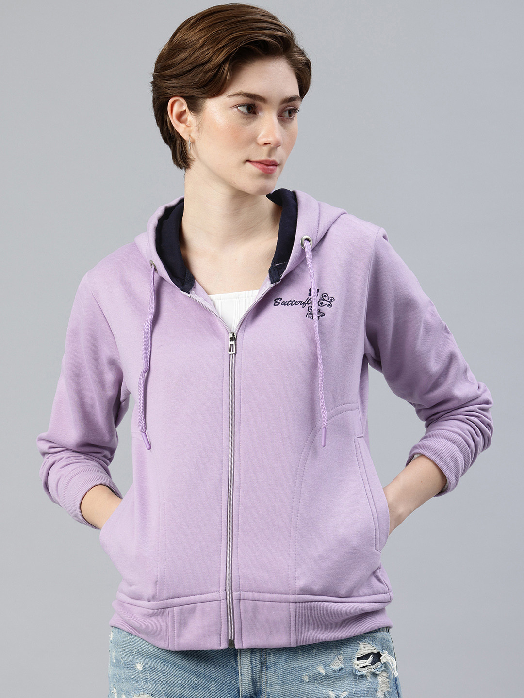 ADBUCKS Embroidered Detail Hooded Sweatshirt