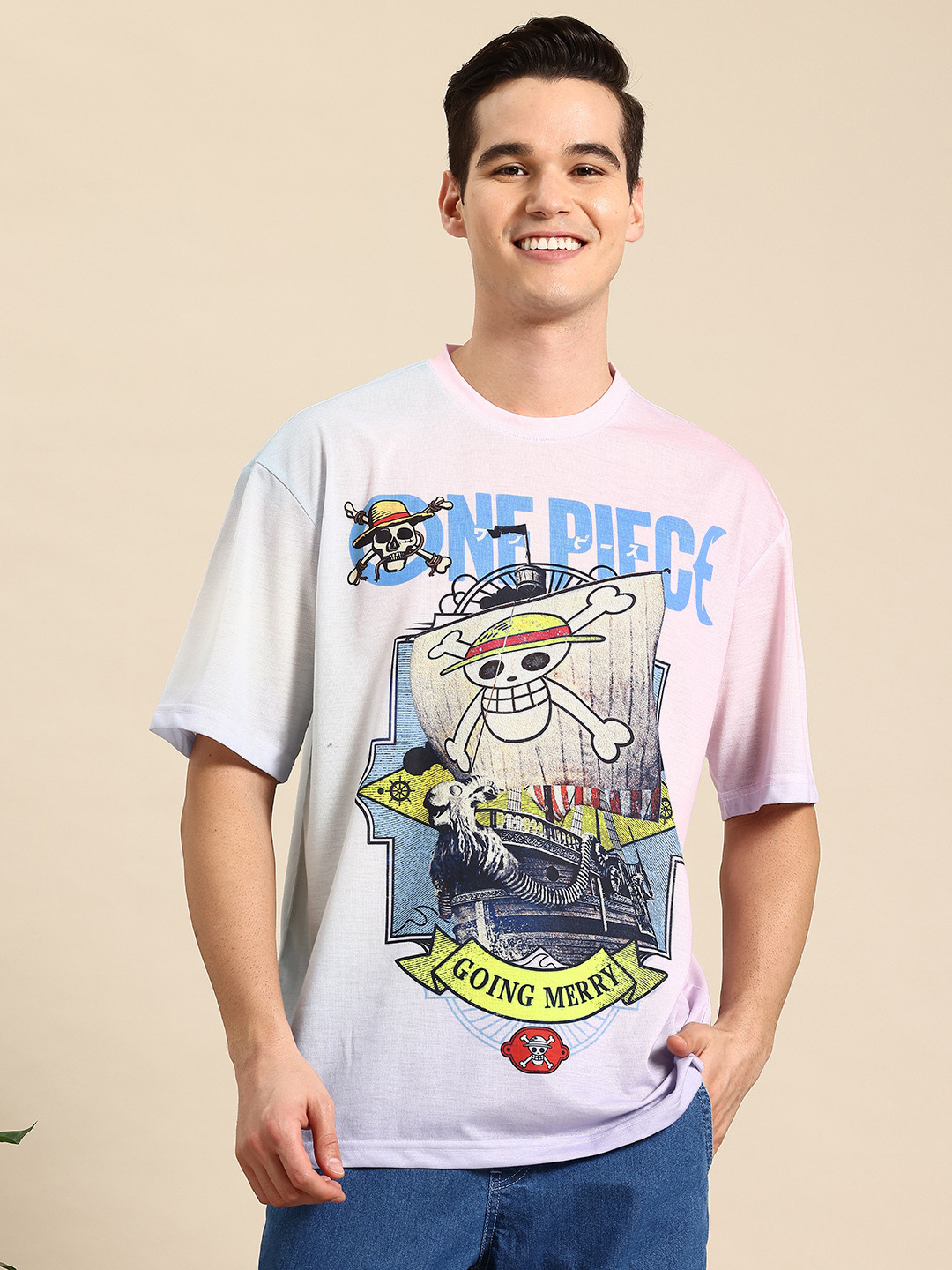 Mast & Harbour One Piece Printed Drop-Shoulder Sleeves T-shirt