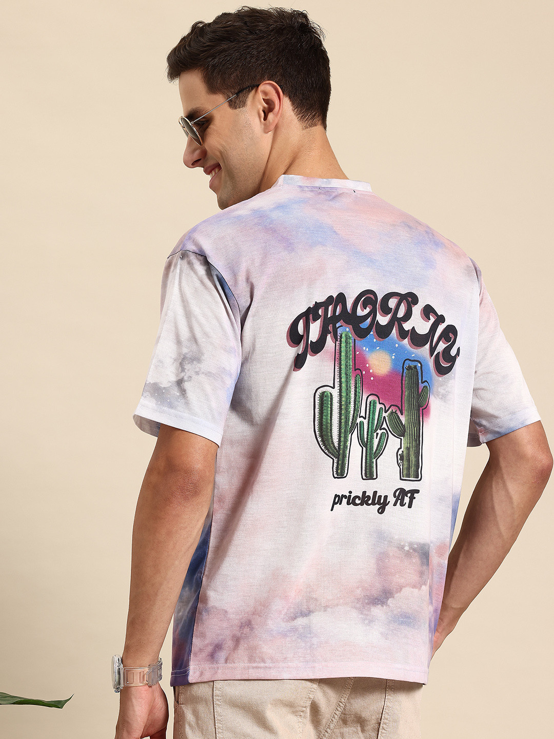 Mast & Harbour Printed Drop-Shoulder Sleeves T-shirt