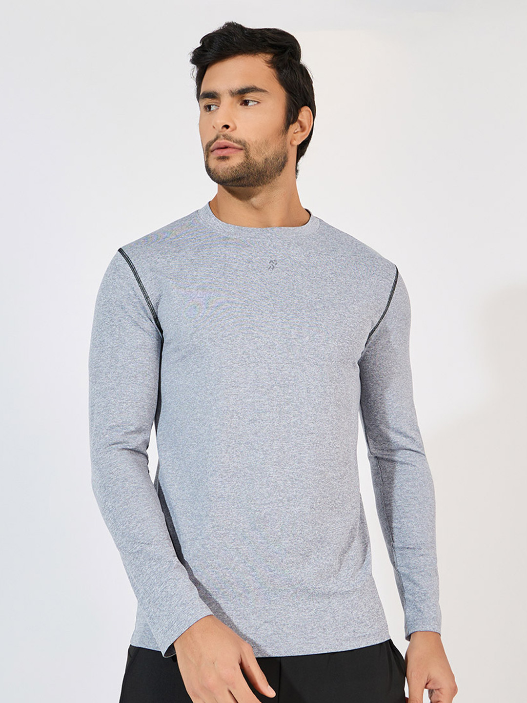 Styli Men Long Sleeve Reflective Logo Compression Activewear T-Shirt