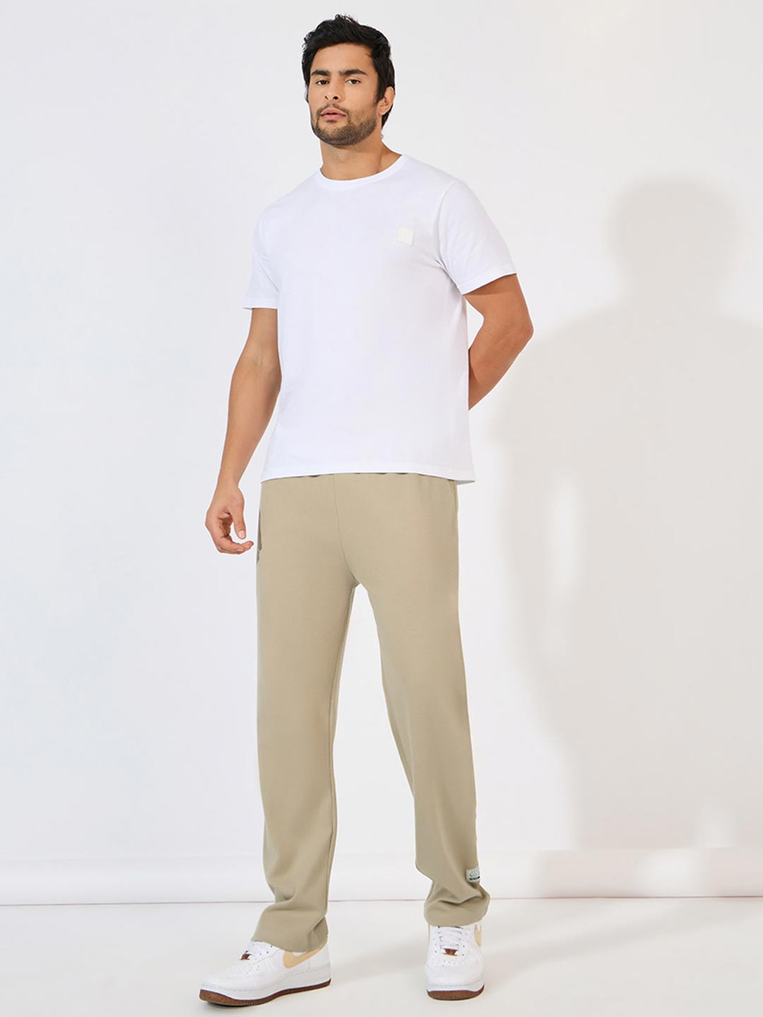 Styli Men Badge Detail Oversized Interlock Joggers with Contrast Drawcord