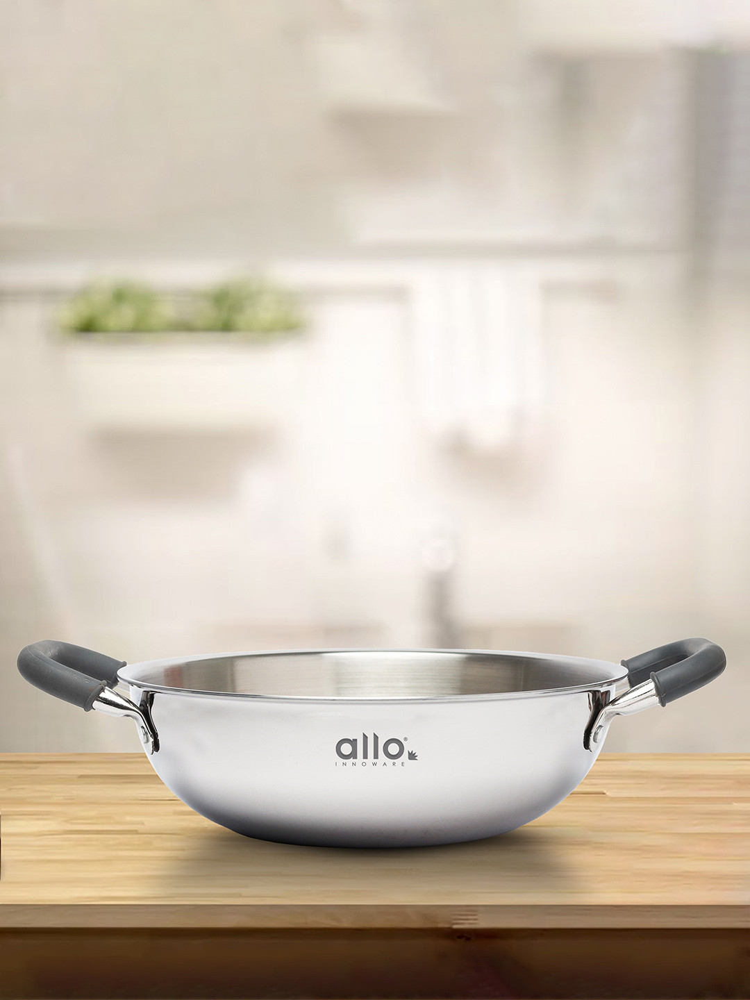 Allo Triply Stainless Steel 30 cm Non Stick and Induction Friendly Kadhai without lid 5.5 L
