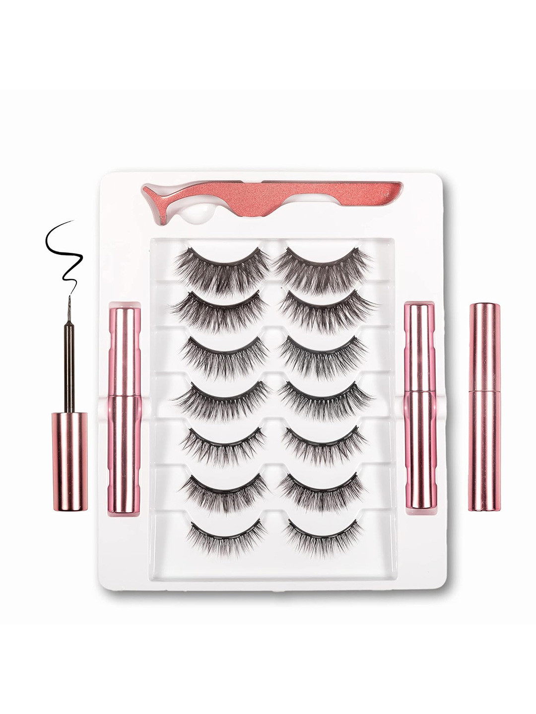 Lovelash 7 Pairs Magnetic False Eyelashes With Set Of 2 Magnetic Eyeliner Kit - Black