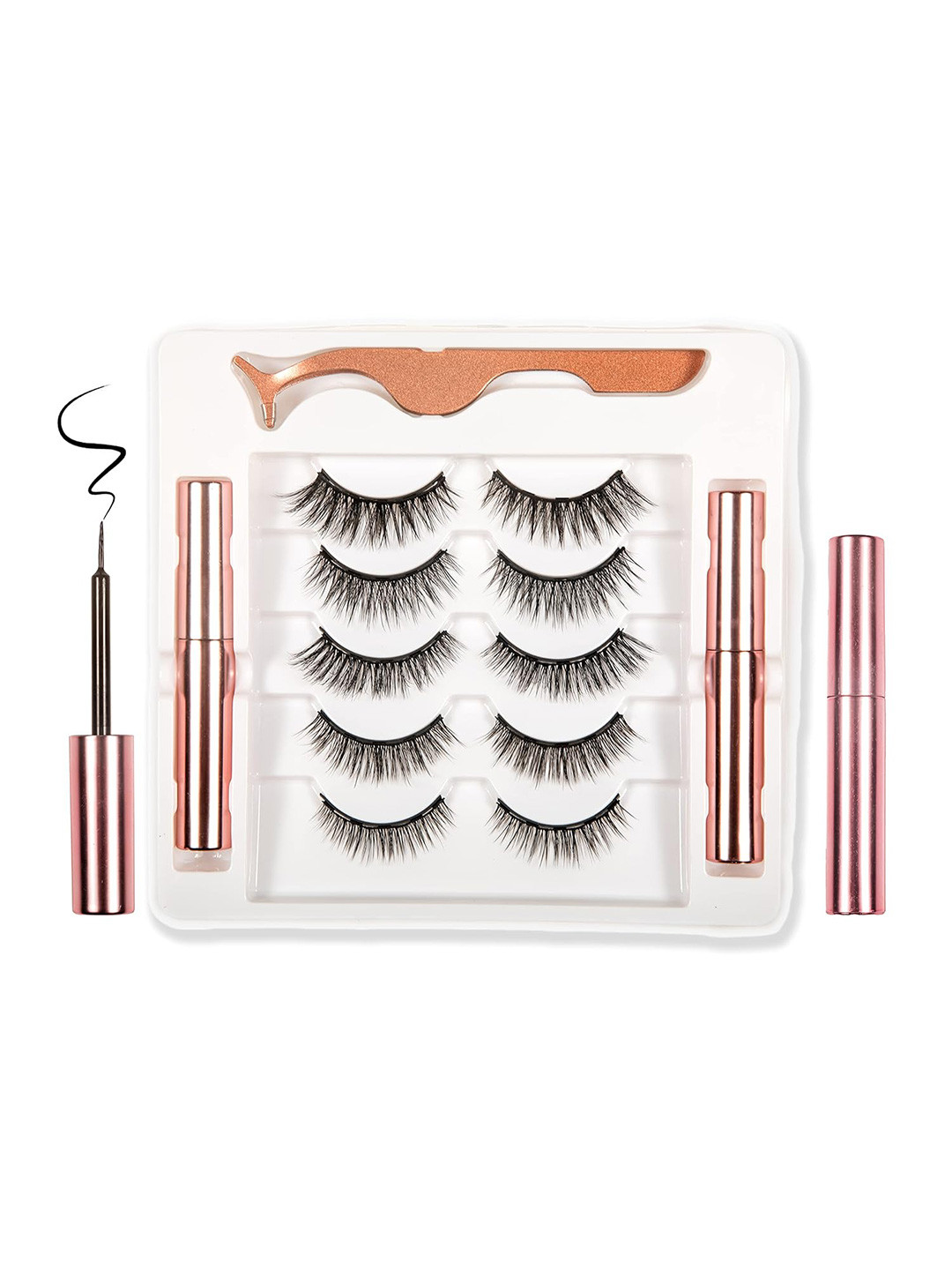 Lovelash 5 Pairs Magnetic False Eyelashes With Set Of 2 Magnetic Eyeliner Kit - Black