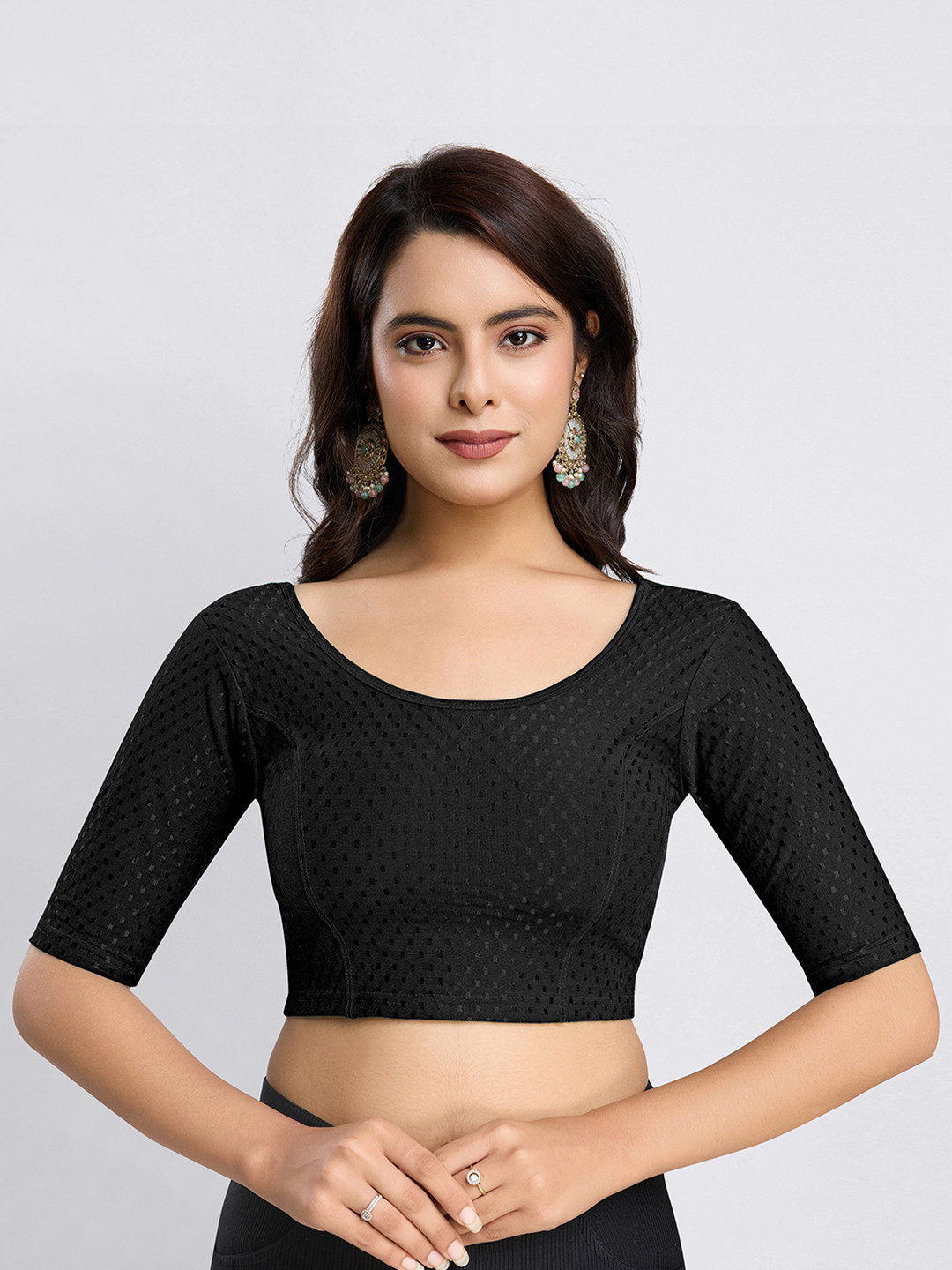 Trendmall Embellished Round Neck Saree Blouse