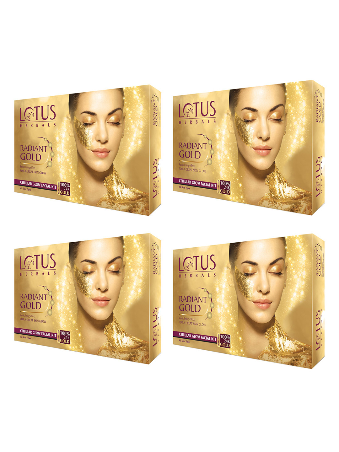 Lotus Herbals Set Of 4 Radiant Gold Cellular Glow Facial Kit