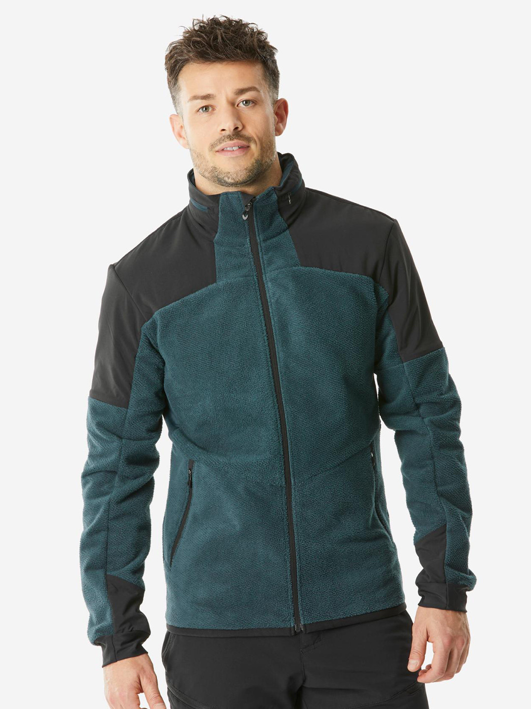 Decathlon QUECHUA - Men Green Warm Fleece Jacket With Hoodie