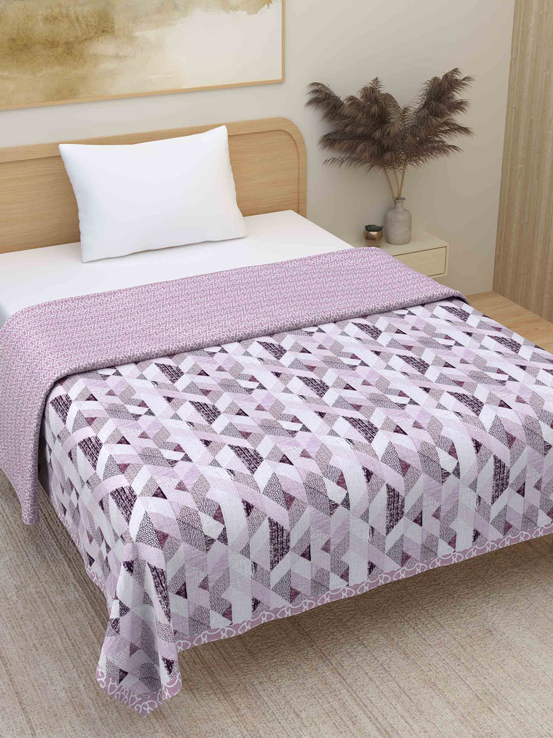 Plarsh Comfort Premium Soft Flannel Purple Printed Pure Cotton Reversible Single Bed Dohar