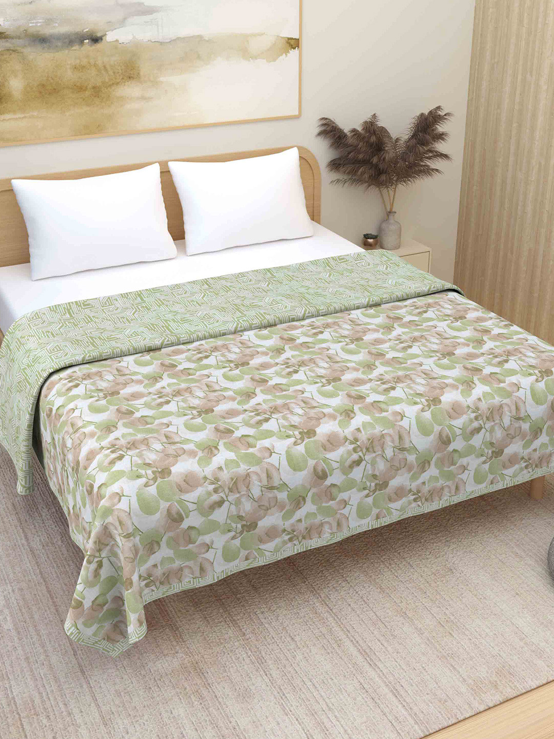 Plarsh Comfort Premium Soft Flannel Lavender Printed Pure Cotton 300 GSM Double Bed Dohar