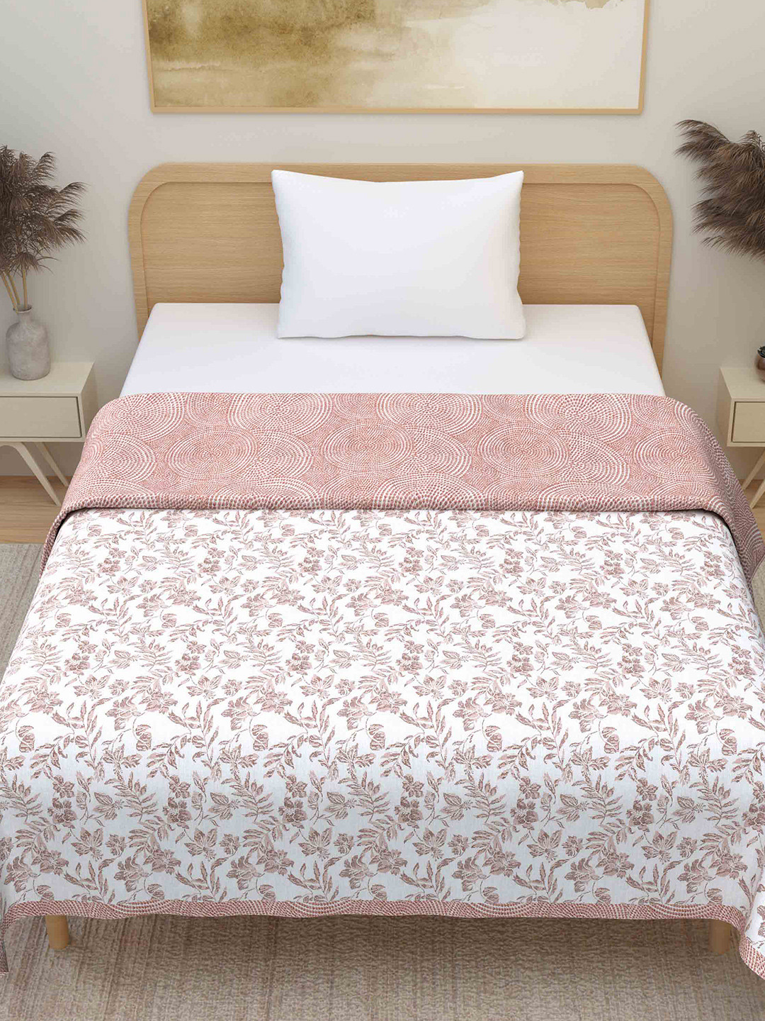 Plarsh Comfort Premium Soft Flannel Pink Printed Cotton 300 GSM Single Bed Dohar