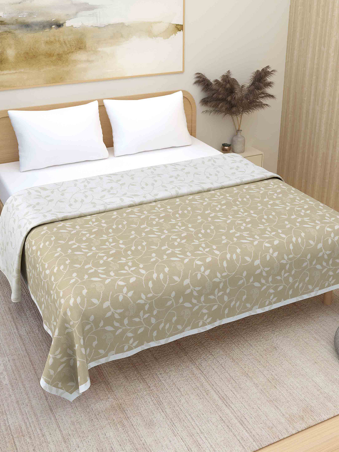 Plarsh Comfort Premium Soft Flannel Brown Printed Pure Cotton Reversible Double Bed Dohar