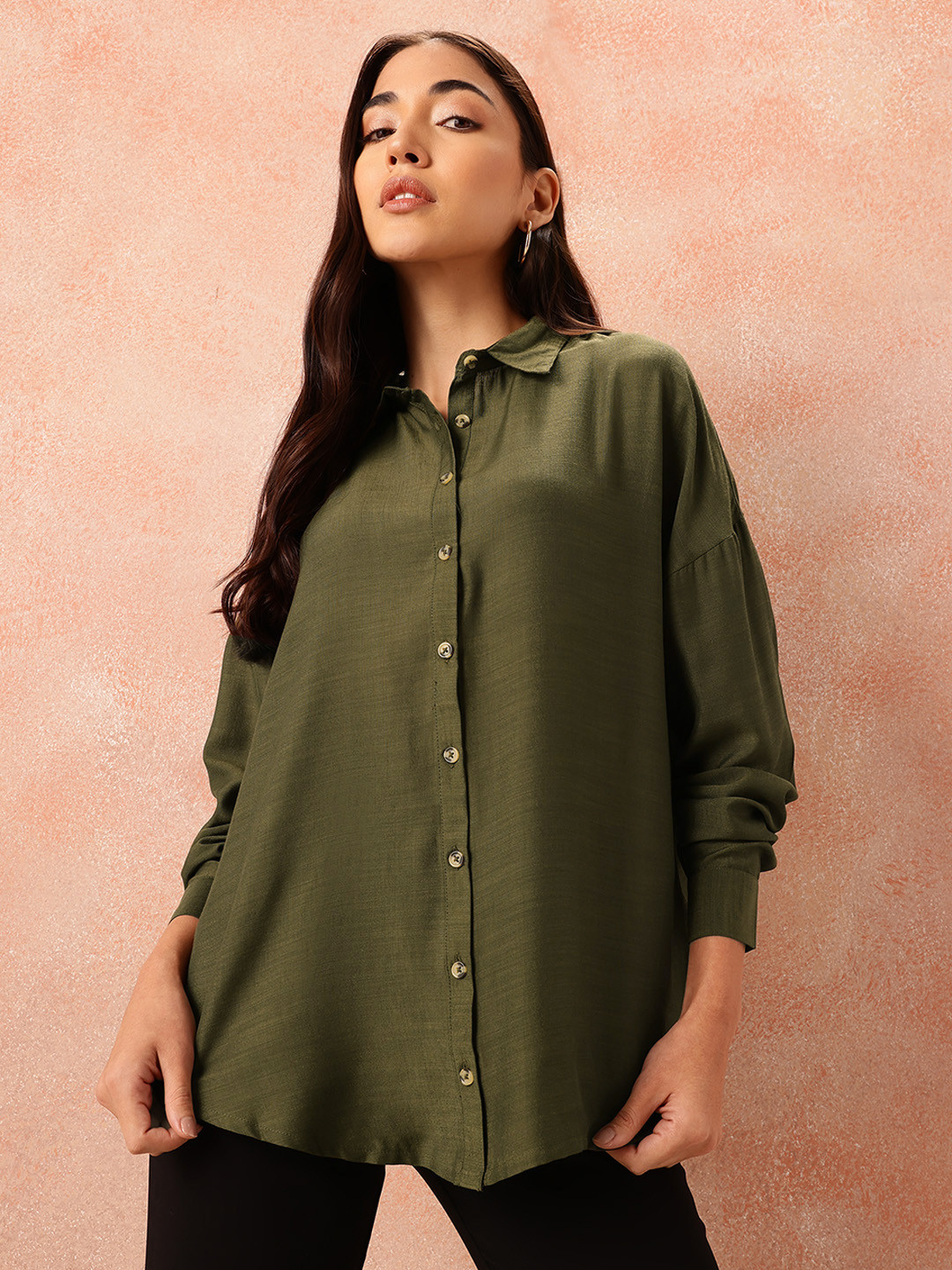 all about you Drop-Shoulder Sleeves Oversized Casual Shirt