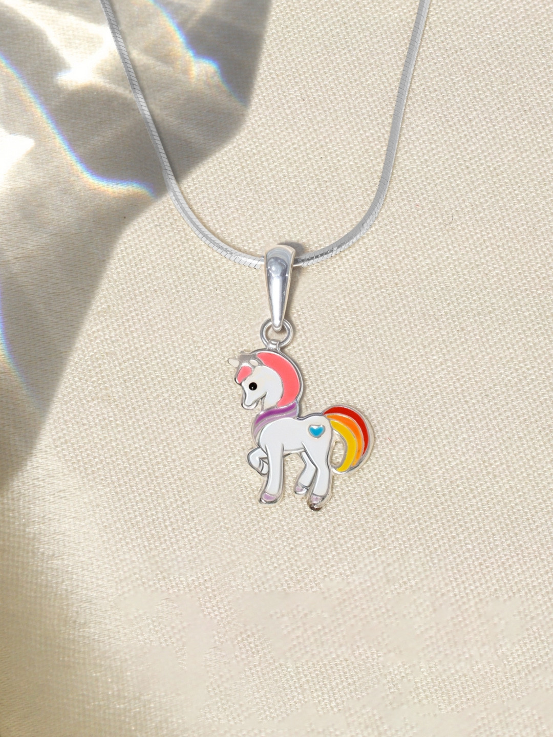 HighSpark Girls 925 Sterling Silver Heart Unicorn Necklace