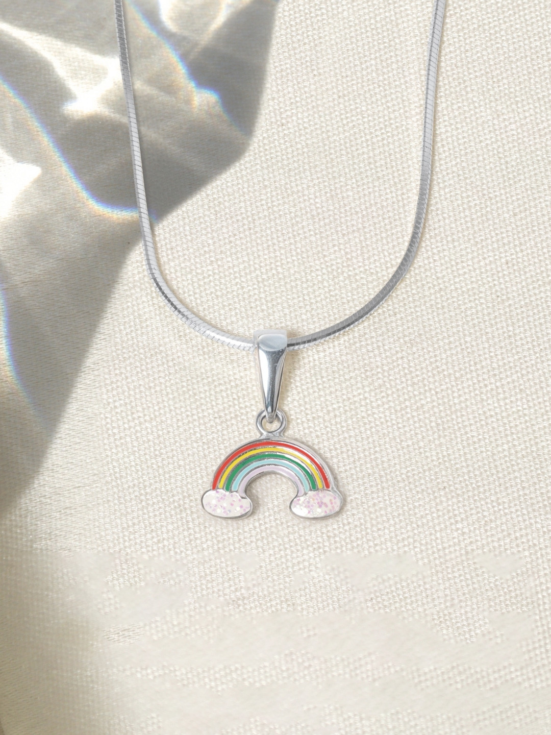 HighSpark Girls Sterling Silver Rainbow-Shaped Pendant With Chain